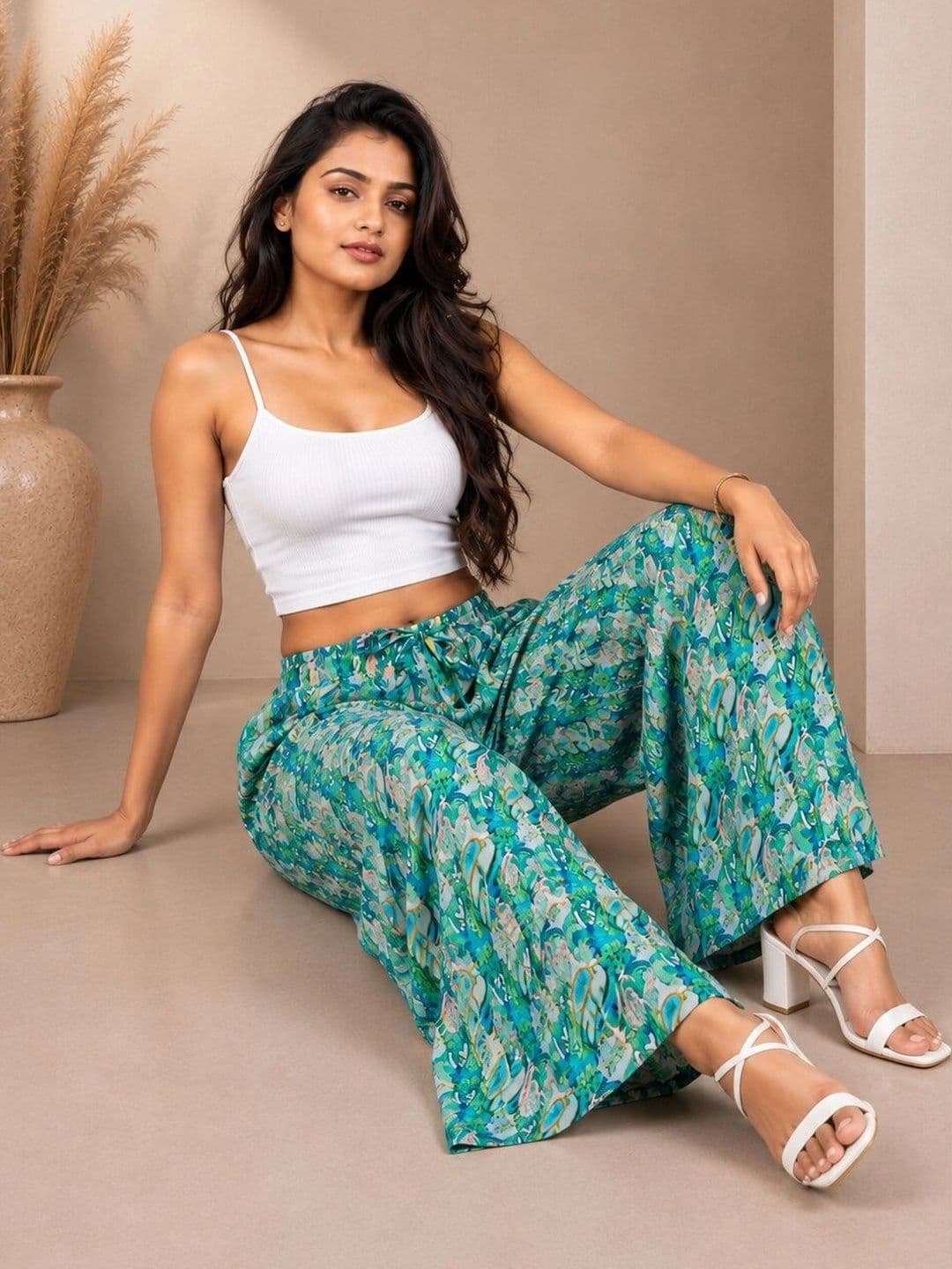 VSP CREATION Women Printed Chambray Palazzos thumbnail 2