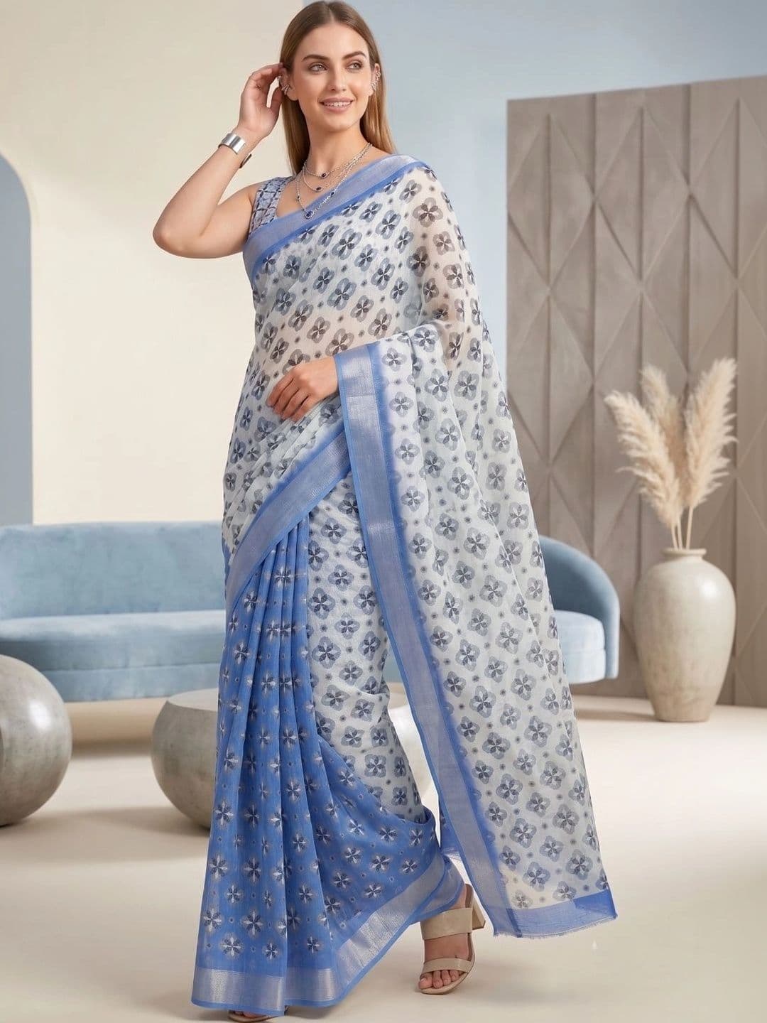 BORAD FASHION Women Designer Chanderi Saree - view 1