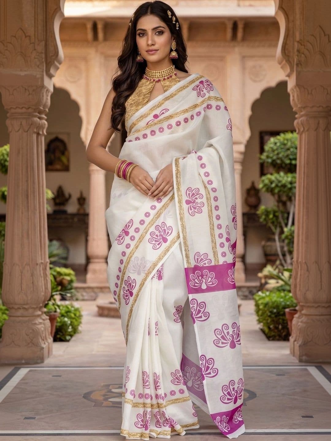 BORAD FASHION Designer Chanderi Saree - view 1