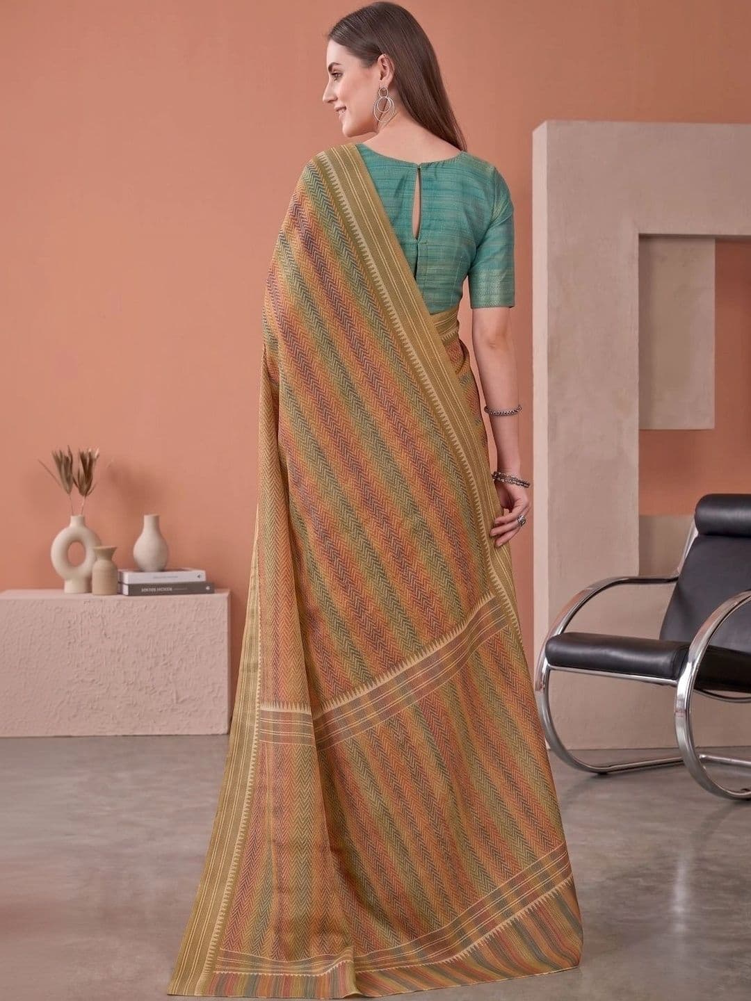 BORAD FASHION Designer Chanderi Saree thumbnail 4
