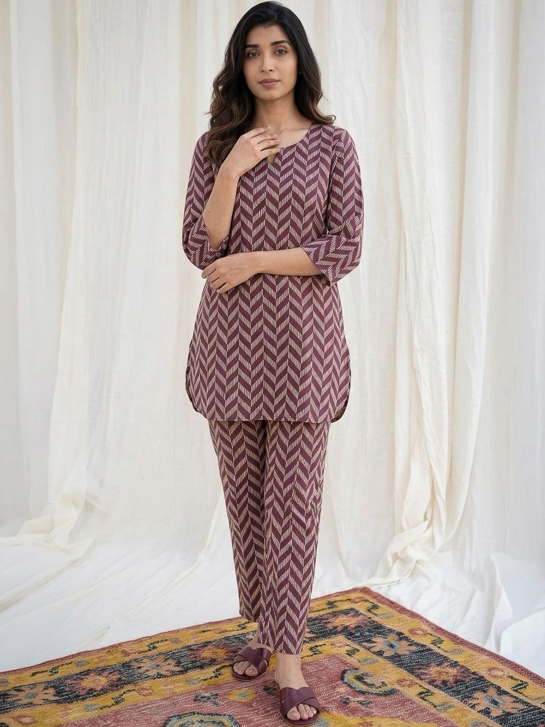 Meena Bazaar Women Printed Regular Kurti with Trousers - view 1