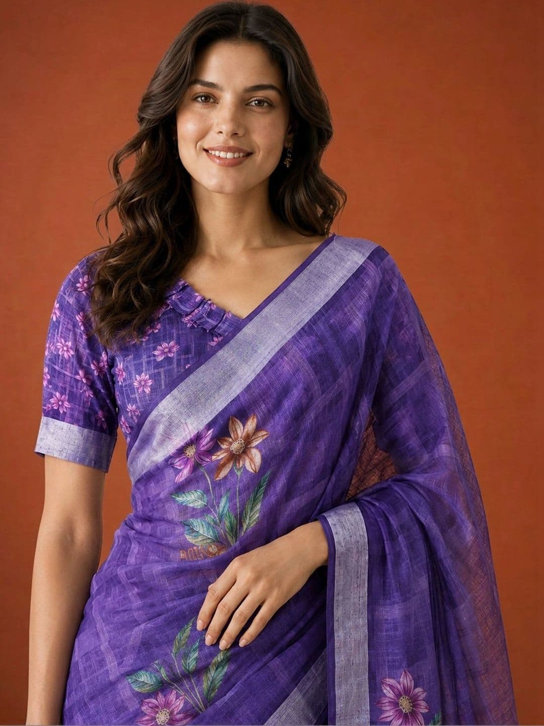 Suha Floral Silk Cotton Saree thumbnail 5
