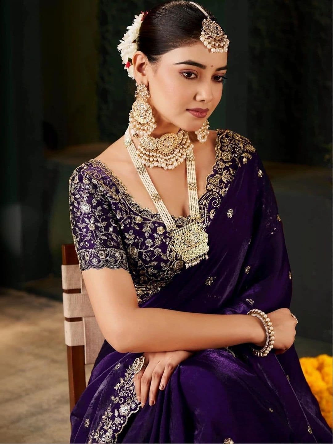 KALINI Embroidered Silk Blend Heavy Work Saree thumbnail 4