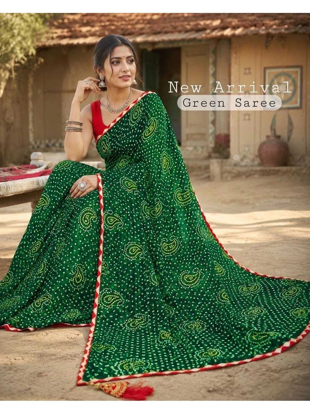 RENBRIZA Bandhani Poly Georgette Bandhani Saree thumbnail 4