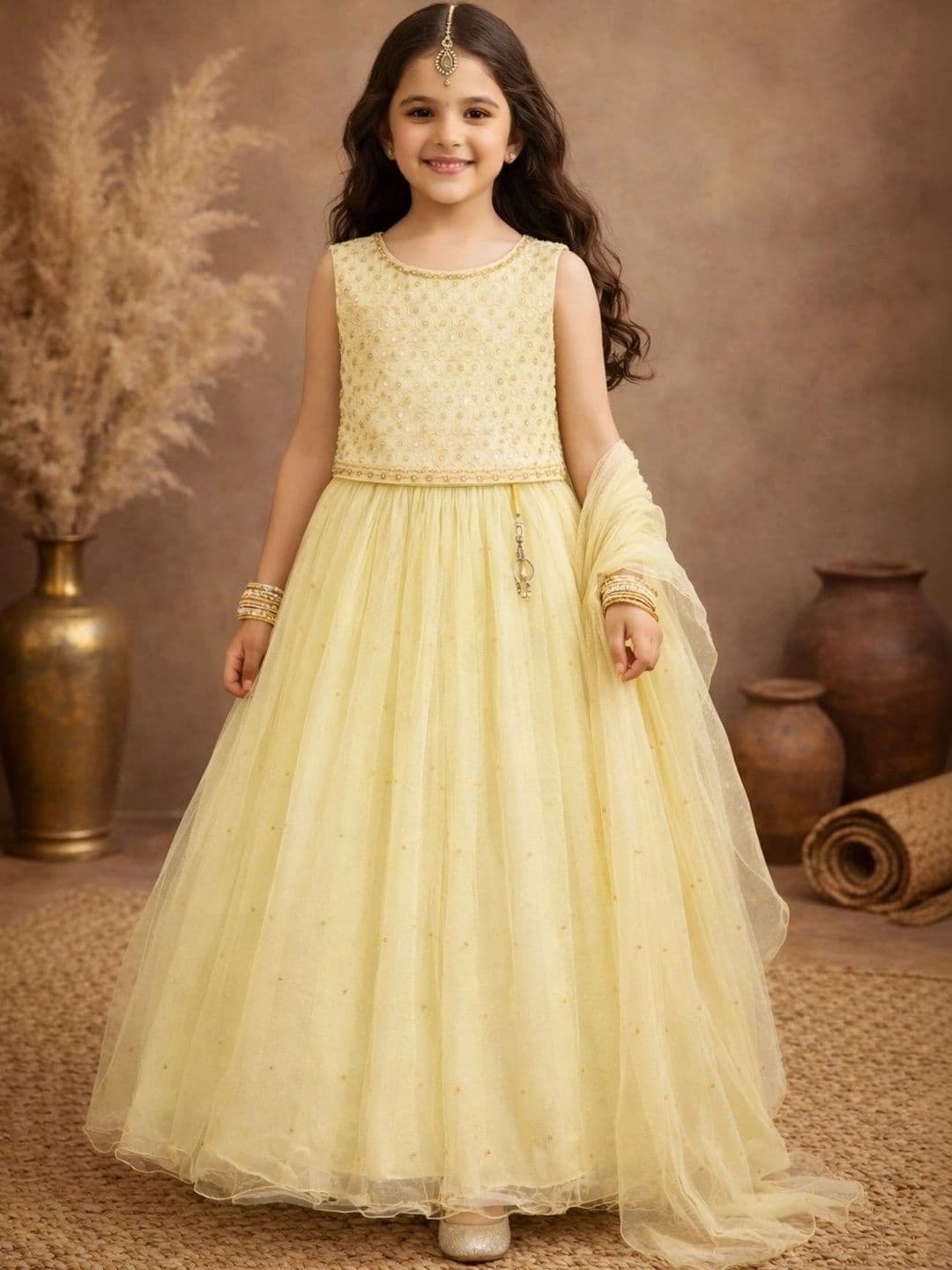 BAESD Girls Embellished Sequinned Ready to Wear Lehenga & - view 1