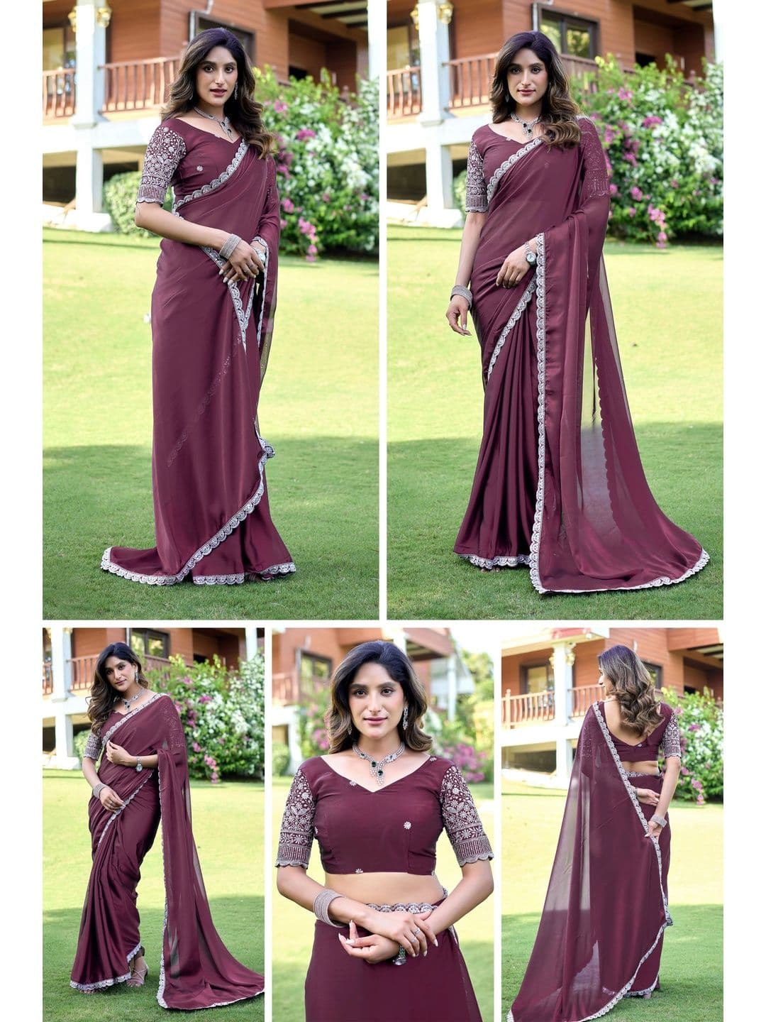 K 5 Fashion Ethnic Motifs Embroidered Pure Georgette Fusion Ikat Saree thumbnail 2