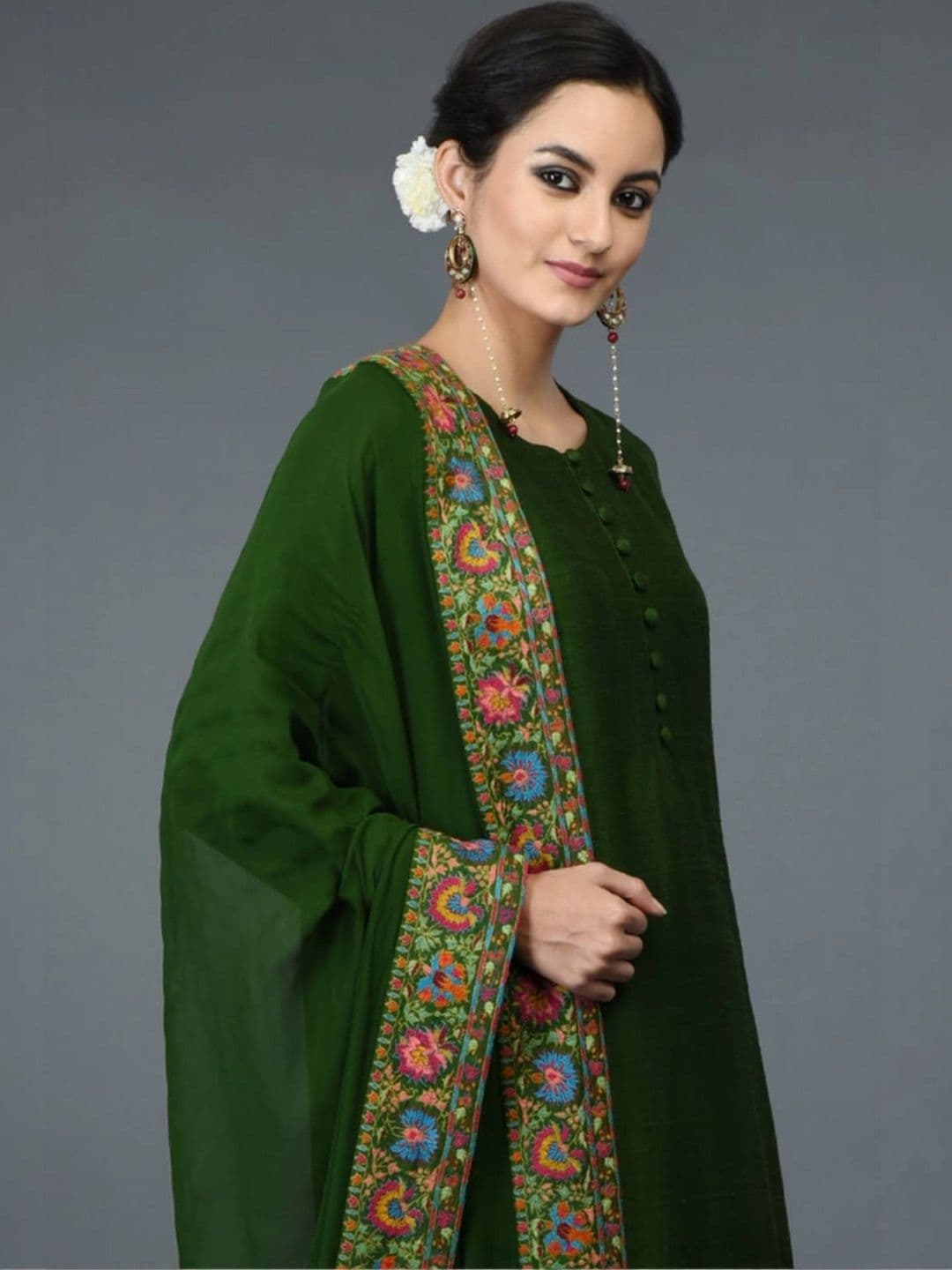 Anouk Women Ethnic Motifs Regular Thread Work Kurta with Churidar & With Dupatta thumbnail 4