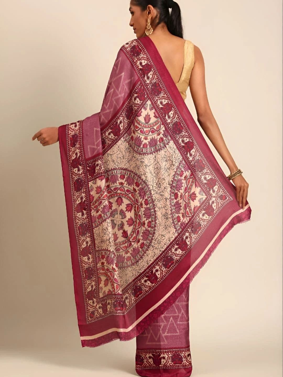 Taashi Kalamkari Tussar Saree thumbnail 2