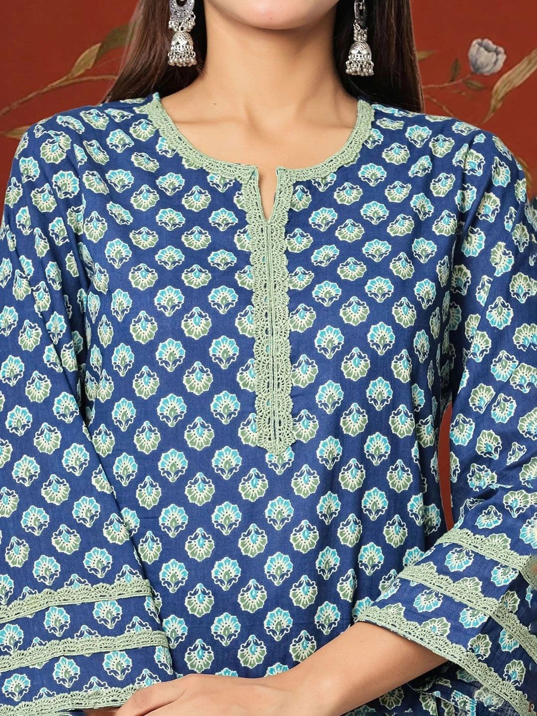 Sangria Women Ethnic Motifs Printed Regular Pure Cotton Kurta with Patiala & With Dupatta thumbnail 4