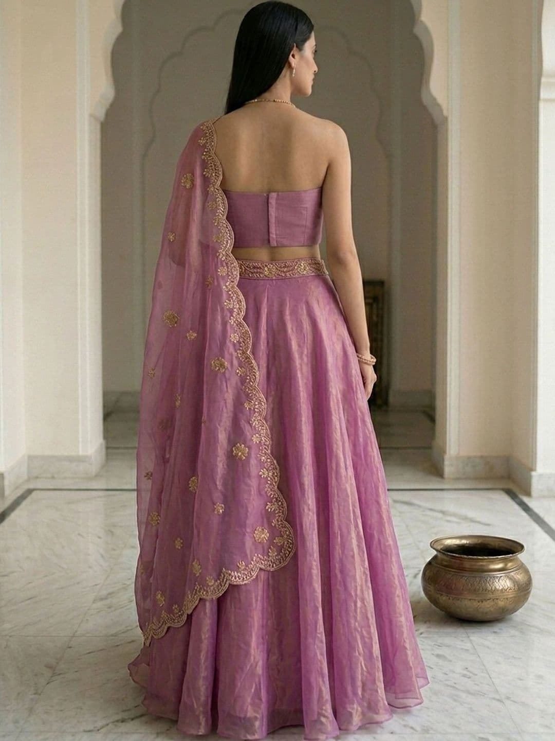 Warthy Ent Embroidered Semi-Stitched Lehenga & Unstitched Blouse With Dupatta thumbnail 3