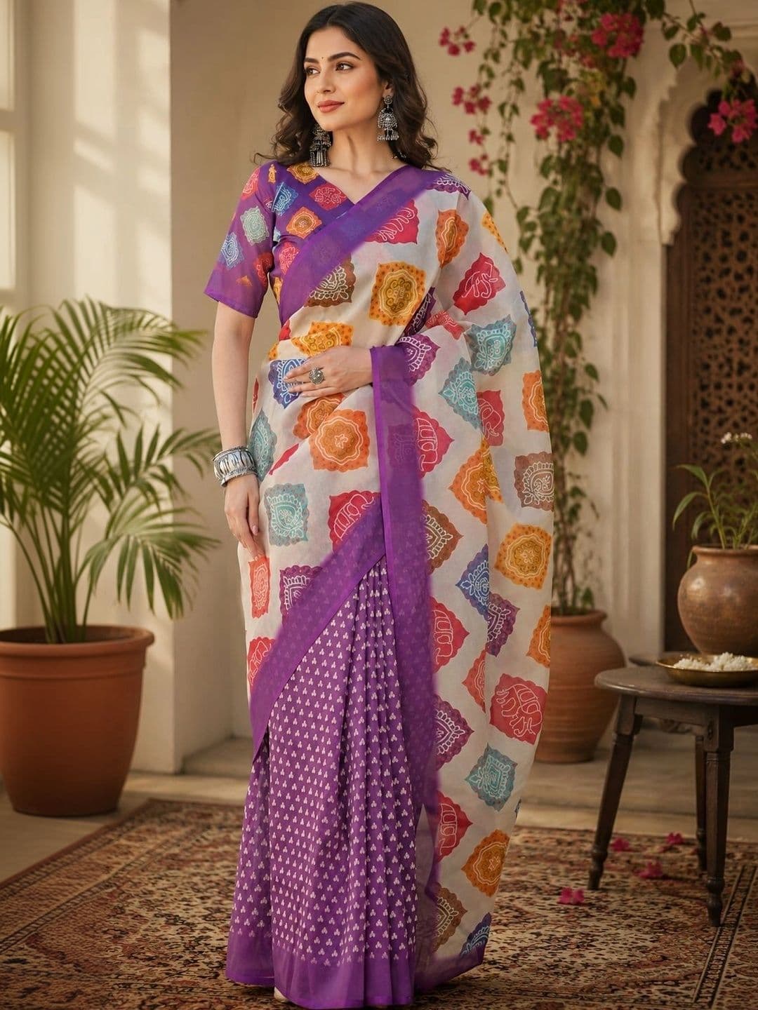 BORAD FASHION Designer Chanderi Saree - view 1