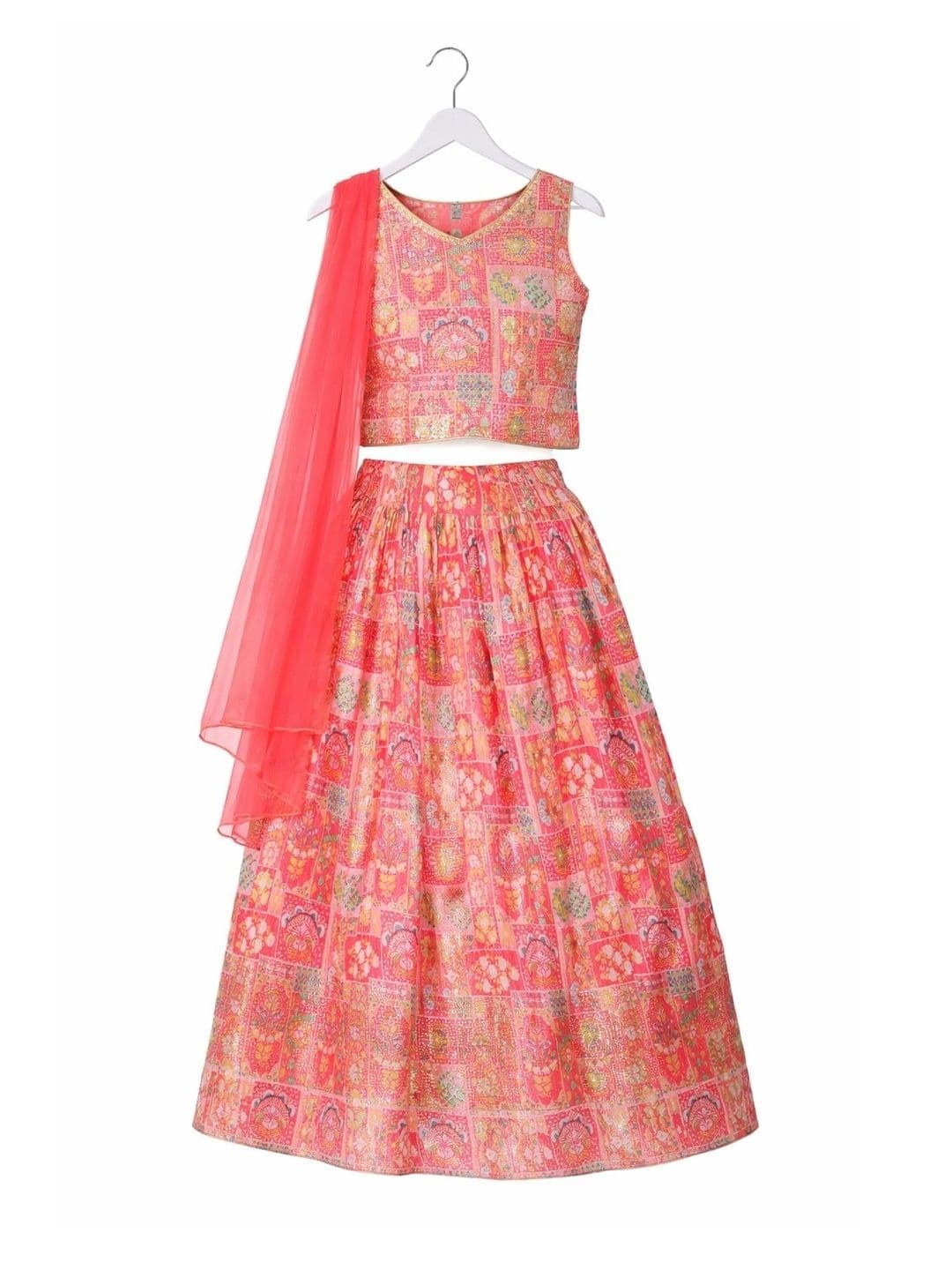 BAESD Girls Printed Sequinned Ready to Wear Lehenga & thumbnail 2