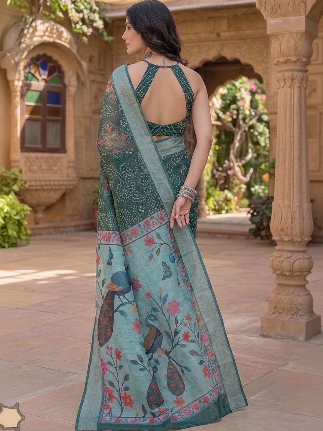 BORAD FASHION Bandhani Designer Chanderi Saree thumbnail 4