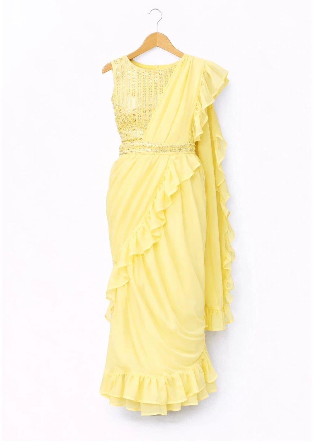 BAESD girls Pure Georgette Fusion Kanjeevaram Saree thumbnail 2
