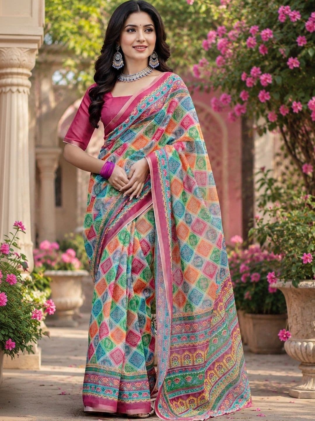 BORAD FASHION Women Designer Chanderi Saree - view 1