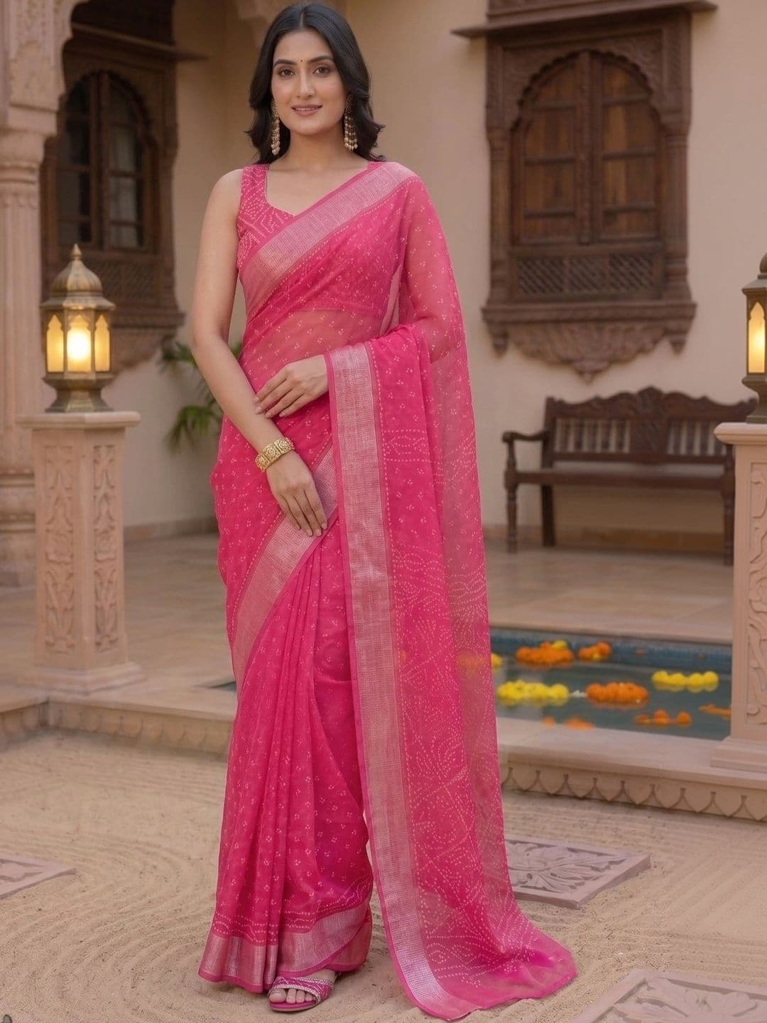 BORAD FASHION Bandhani Designer Chanderi Saree - view 1