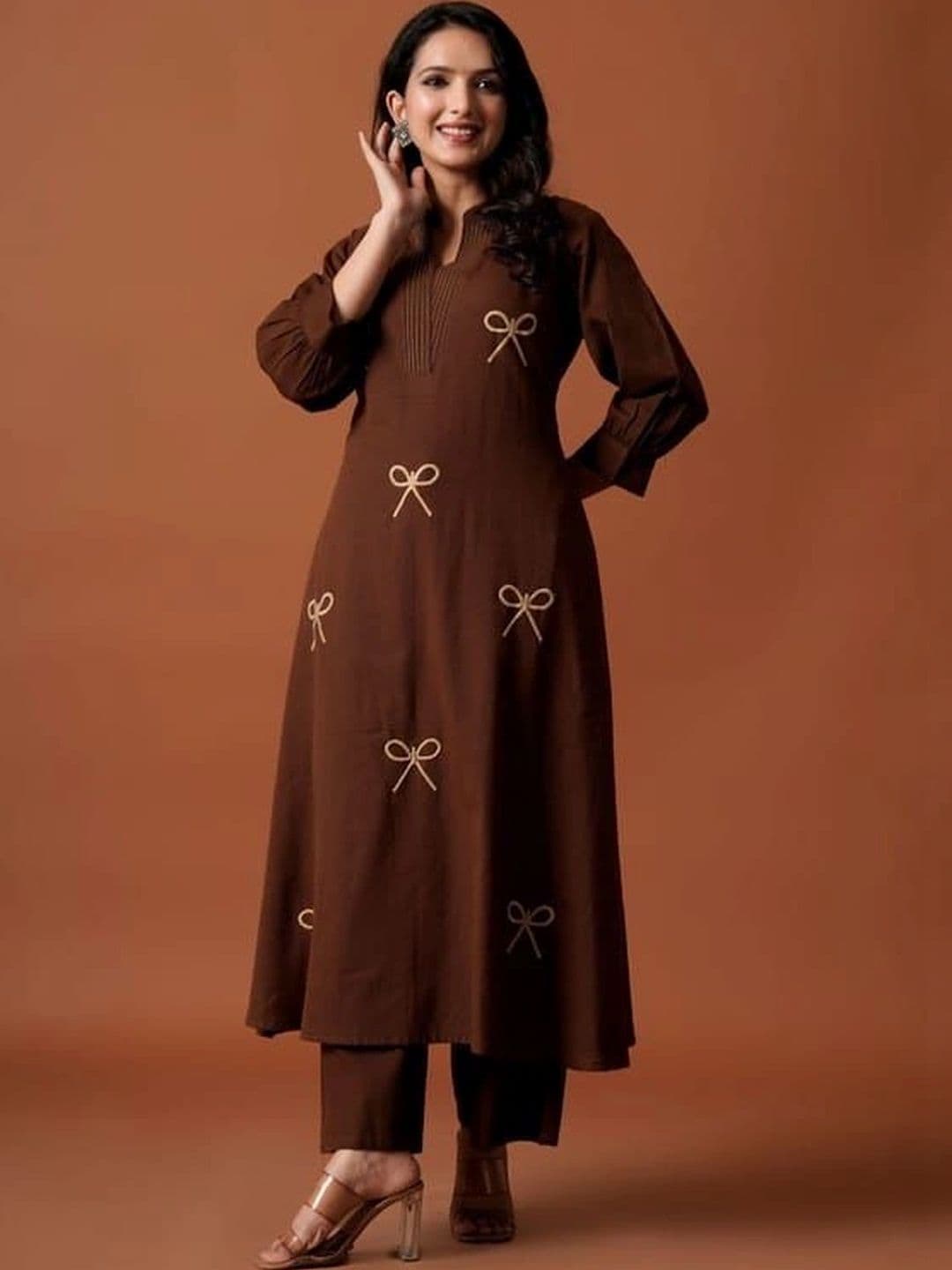 LUGDDA Women Embriodery cotton Coatset Trousers thumbnail 5