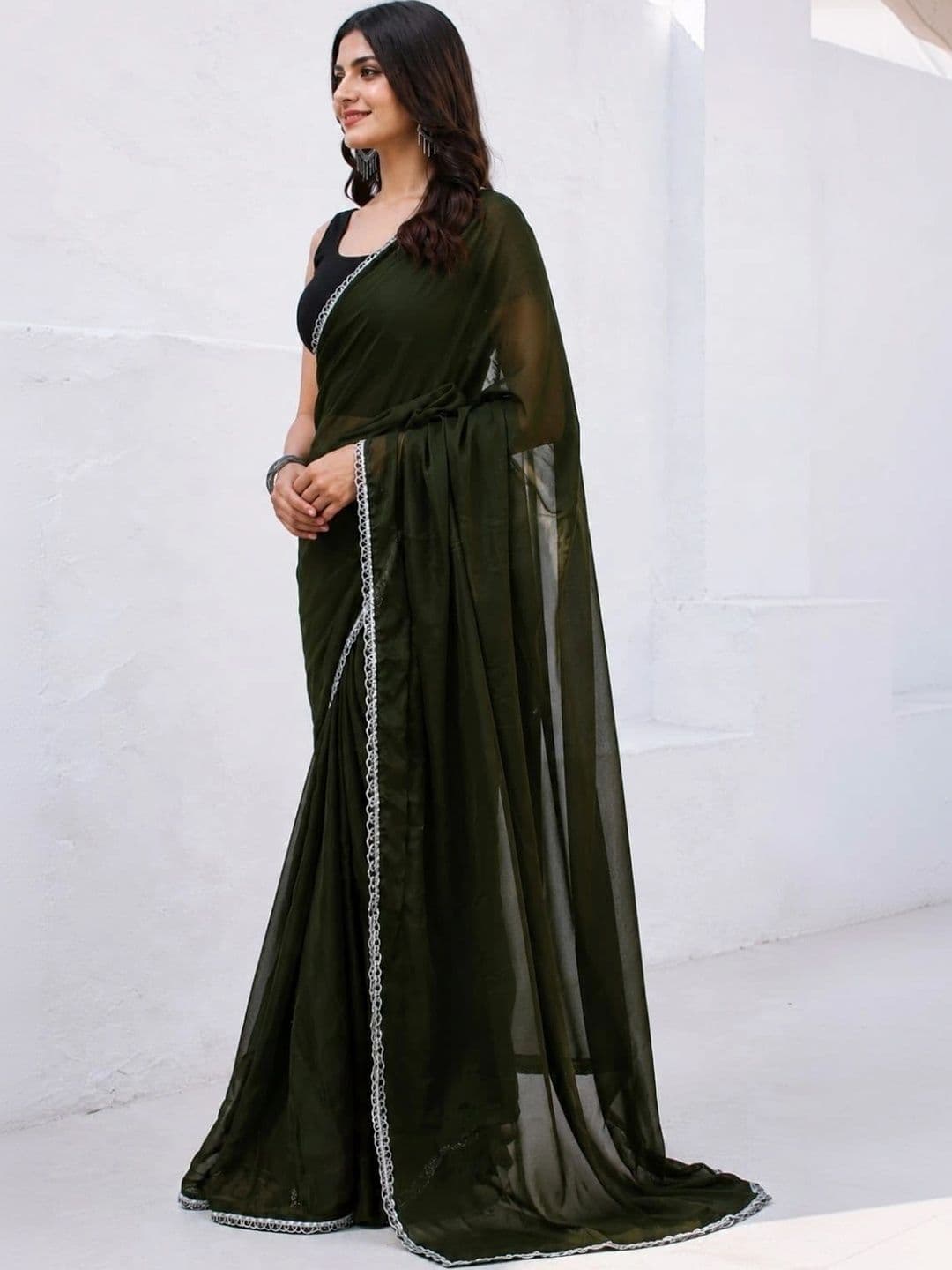SHOPLANCE Poly Georgette Saree - view 1