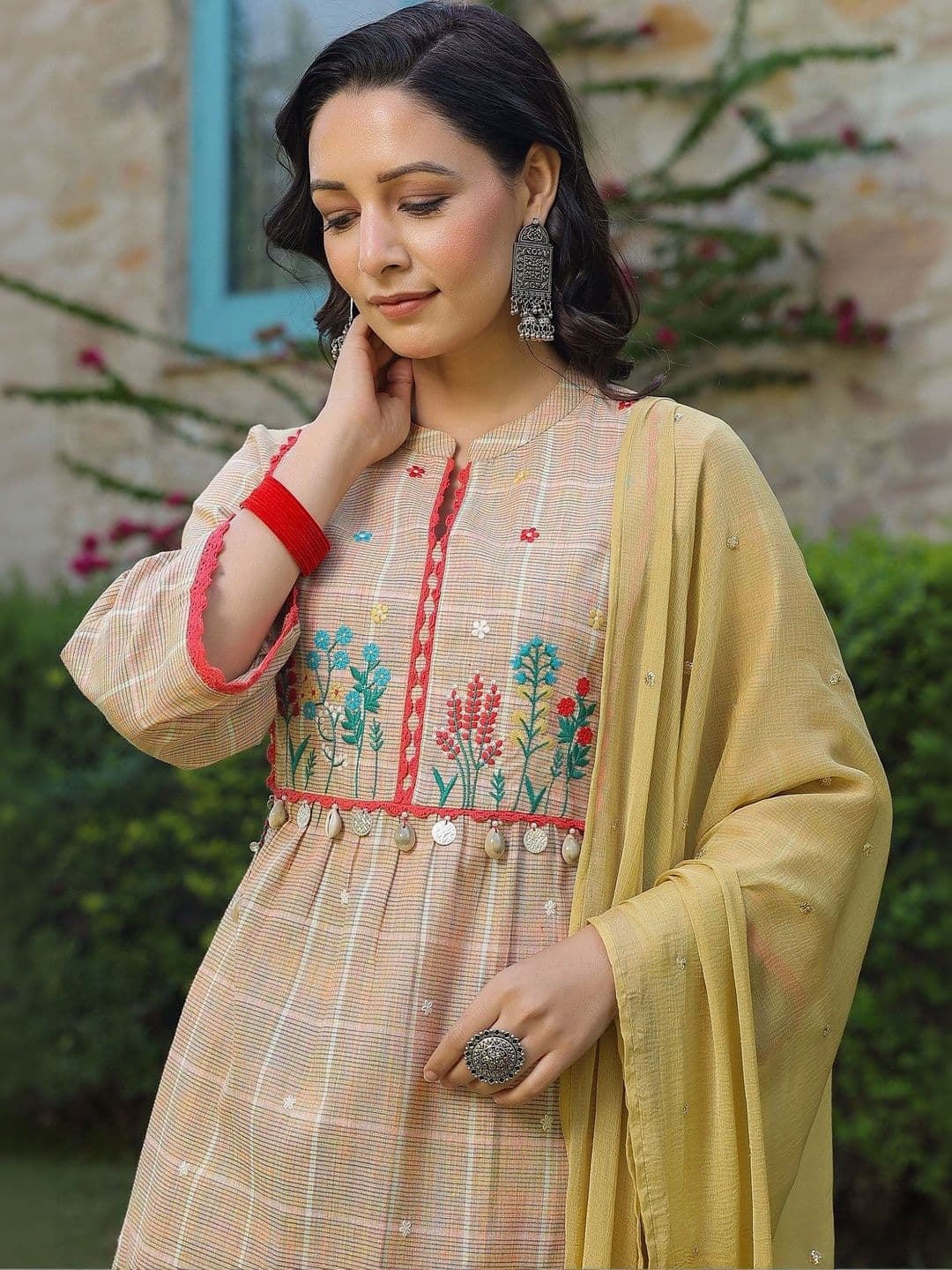 Stylet Women Work Pure Cotton Kurta with Trousers & With Dupatta thumbnail 3