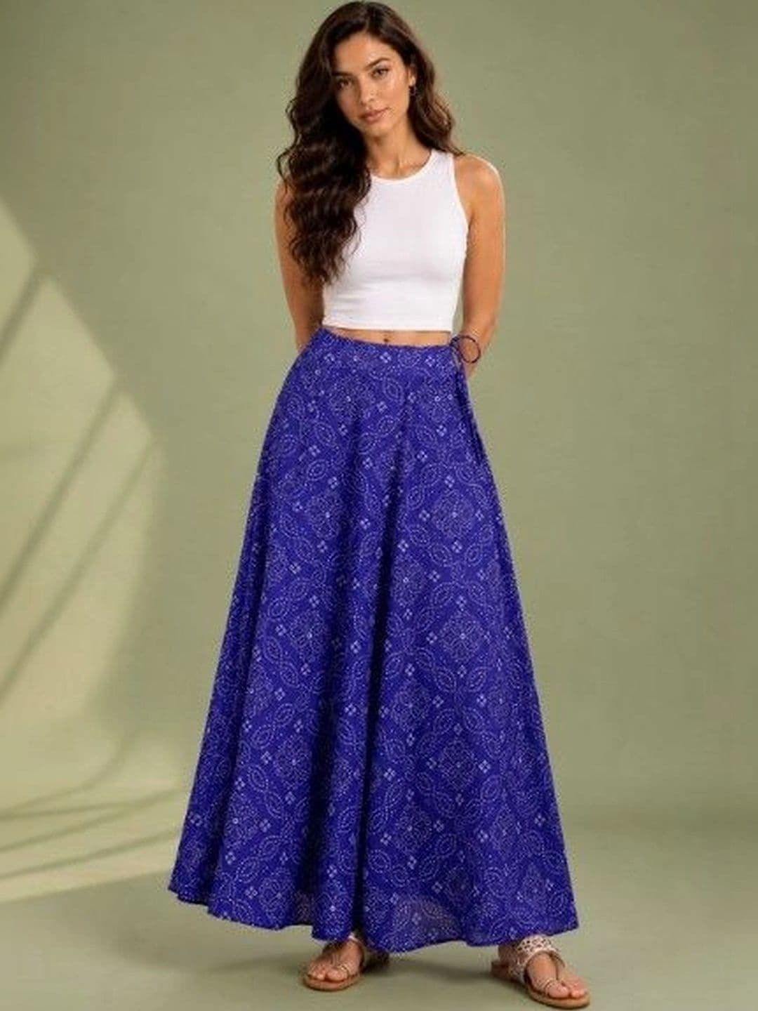 Deewa Women Georgette Geometric Maxi Flared Skirt - view 1