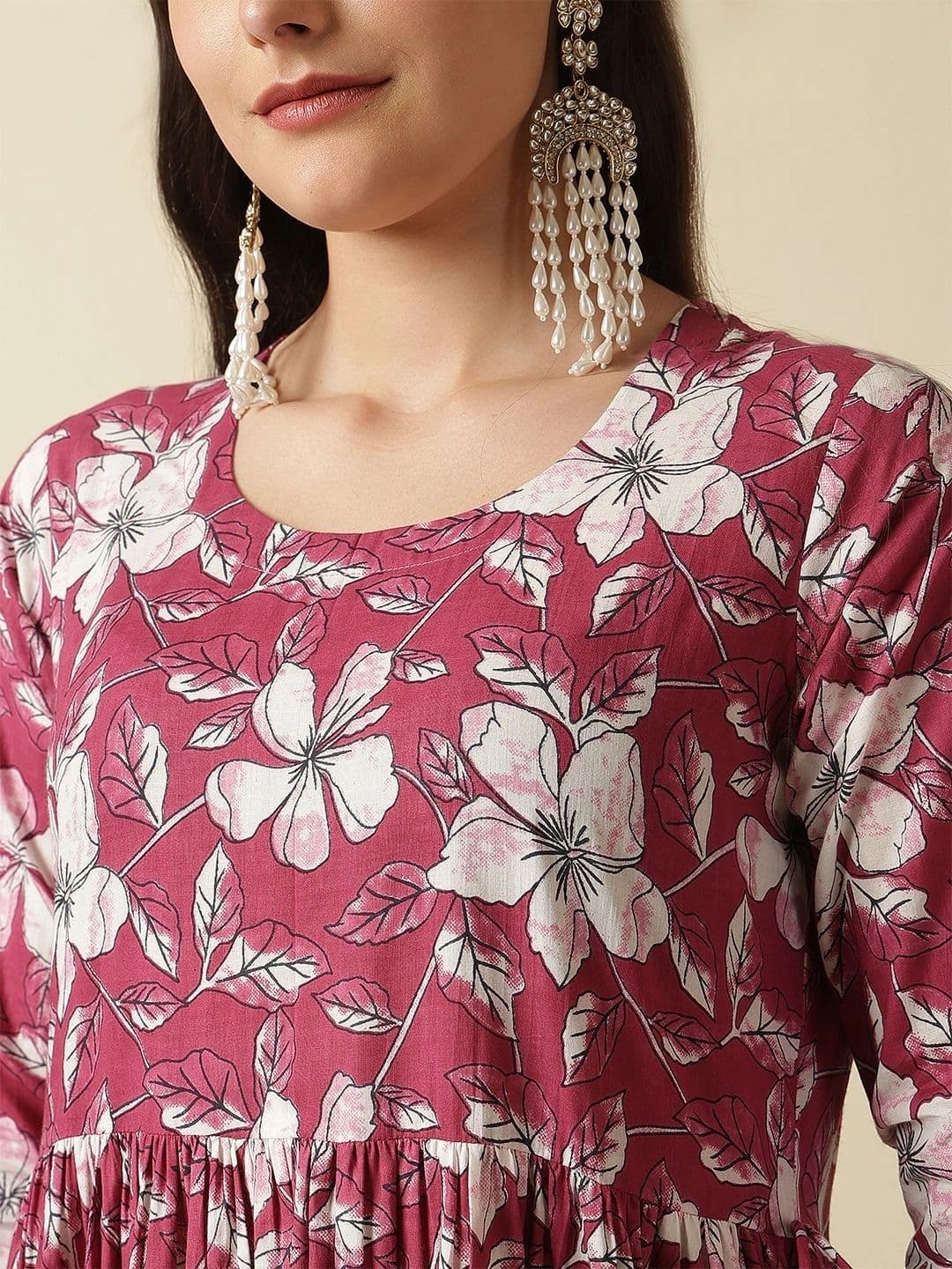 Sangria Women Floral Printed Floral Anarkali Kurta thumbnail 2