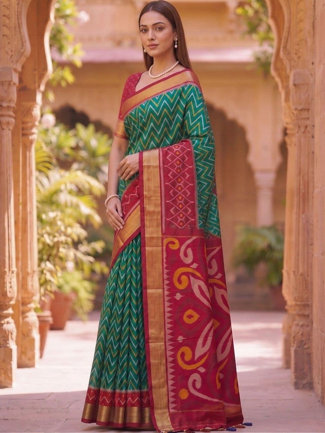 Mitera Zari Silk Blend Banarasi Saree thumbnail 6