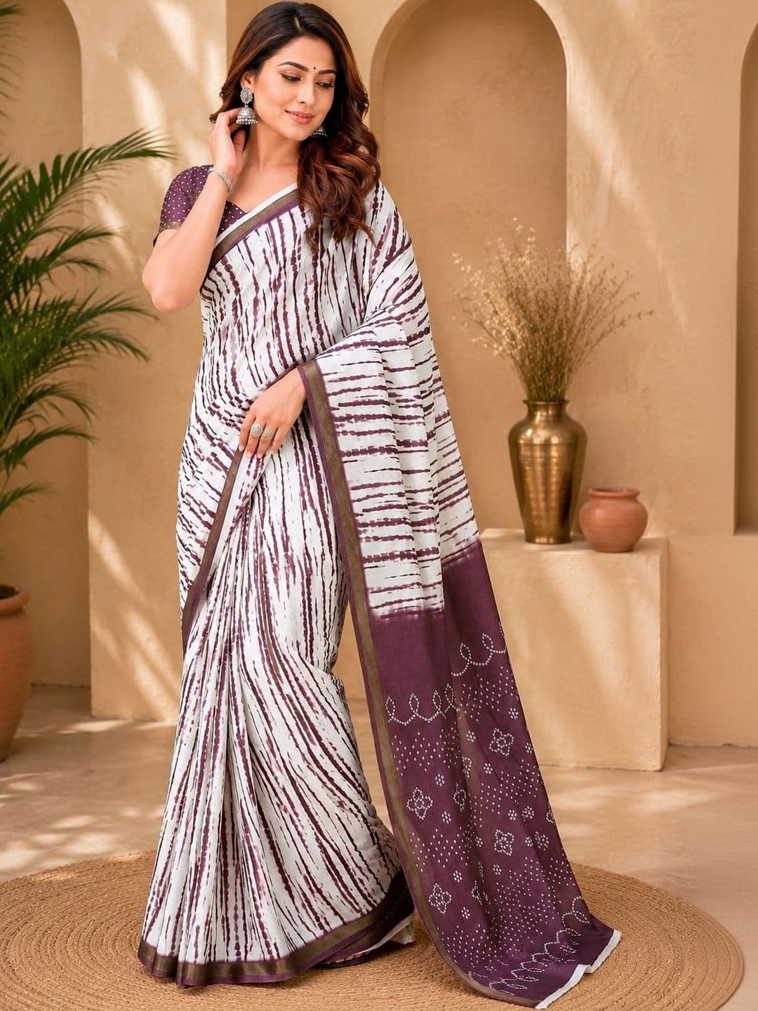 BORAD FASHION Women Tie and Dye Designer Chanderi Saree thumbnail 3