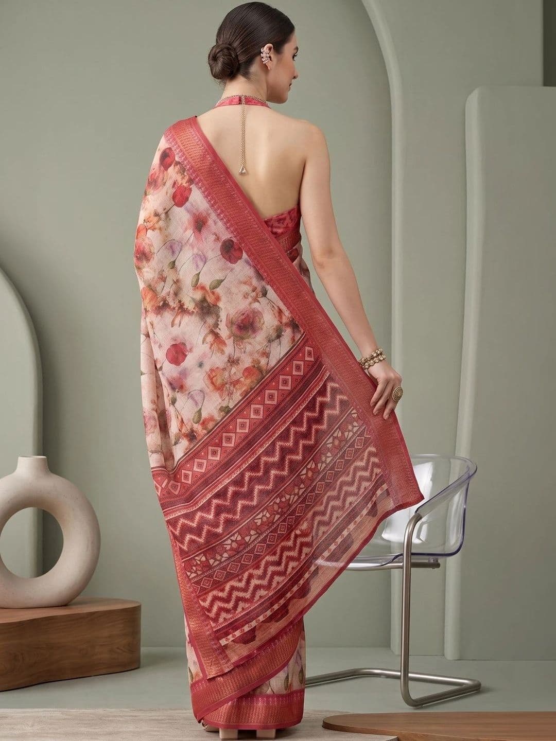 BORAD FASHION Designer Chanderi Saree thumbnail 4