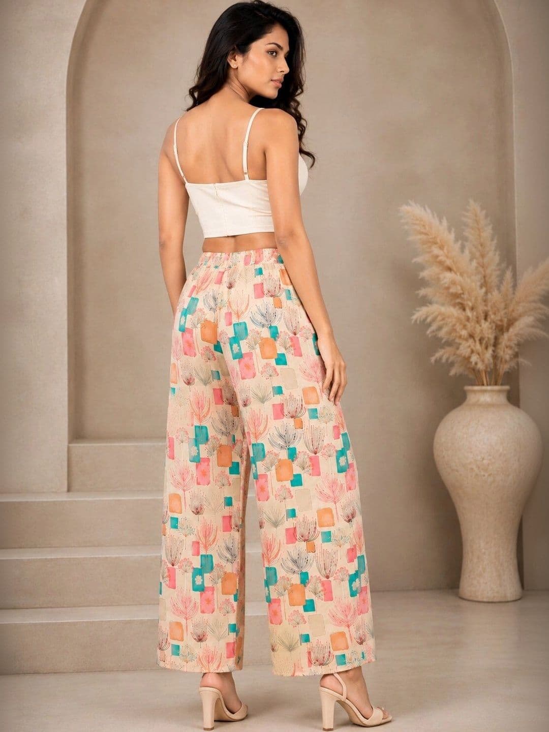 VSP CREATION Women Printed Chambray Palazzos thumbnail 2
