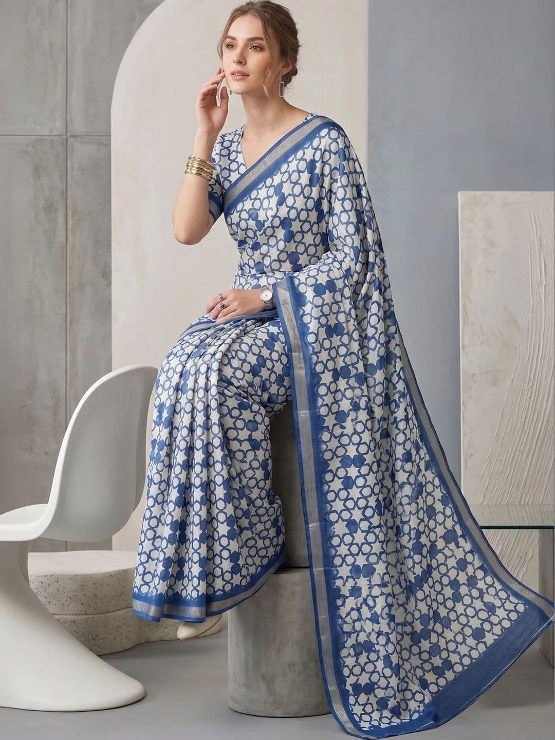 BORAD FASHION Designer Chanderi Saree thumbnail 2
