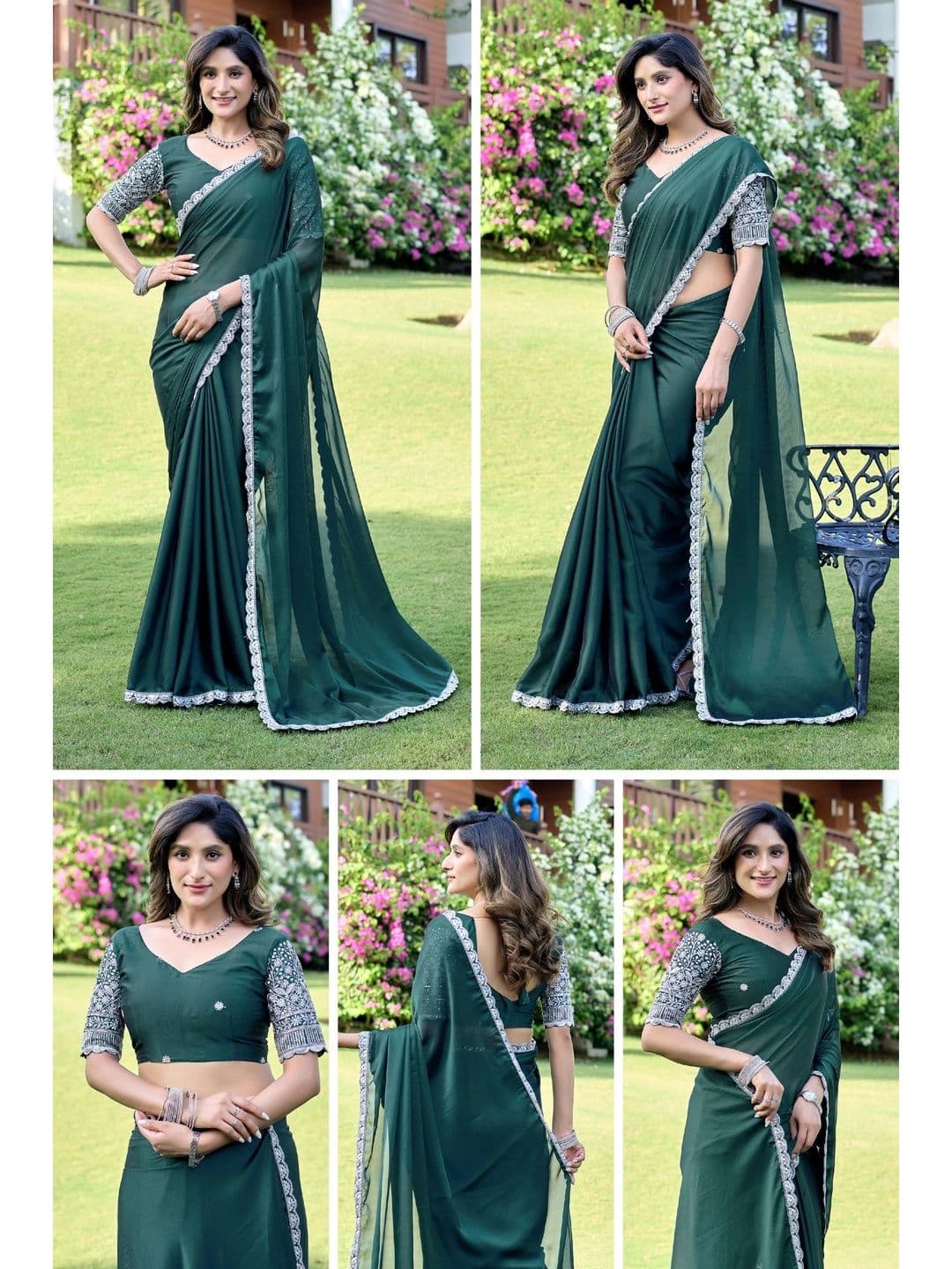 K 5 Fashion Ethnic Motifs Embroidered Pure Georgette Fusion Ikat Saree thumbnail 2
