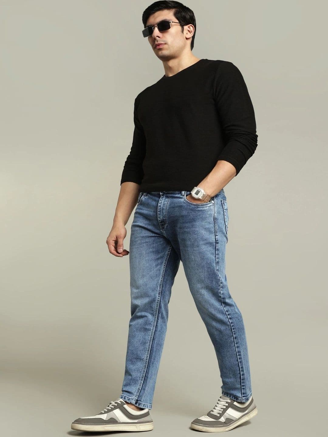 PAUL STREET Men Comfort Relaxed Fit Mid-Rise Light Fade Stretchable Jeans thumbnail 2
