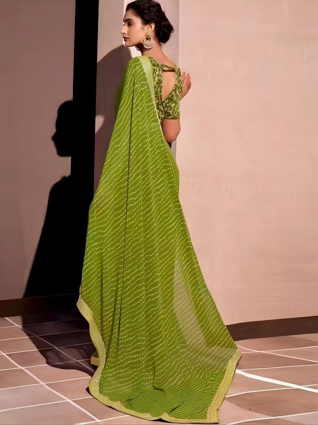 RENBRIZA Woven Design Embroidered Poly Georgette Saree thumbnail 3