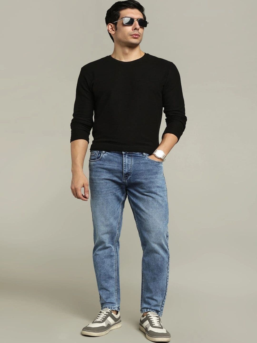 PAUL STREET Men Comfort Relaxed Fit Mid-Rise Light Fade Stretchable Jeans thumbnail 5