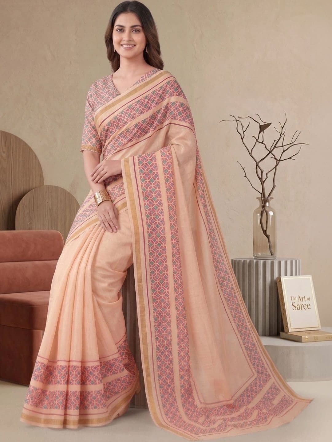 BORAD FASHION Designer Chanderi Saree thumbnail 4