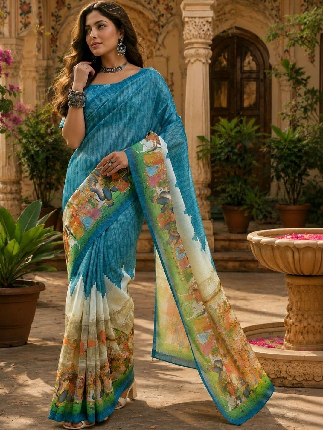 BORAD FASHION Striped Designer Chanderi Saree thumbnail 4