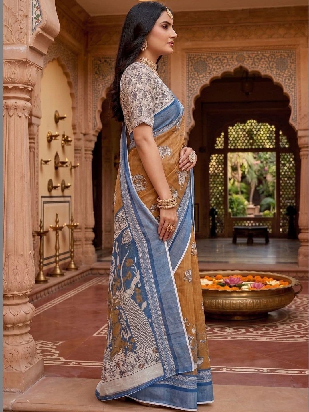 BORAD FASHION Women Kalamkari Designer Chanderi Saree thumbnail 4
