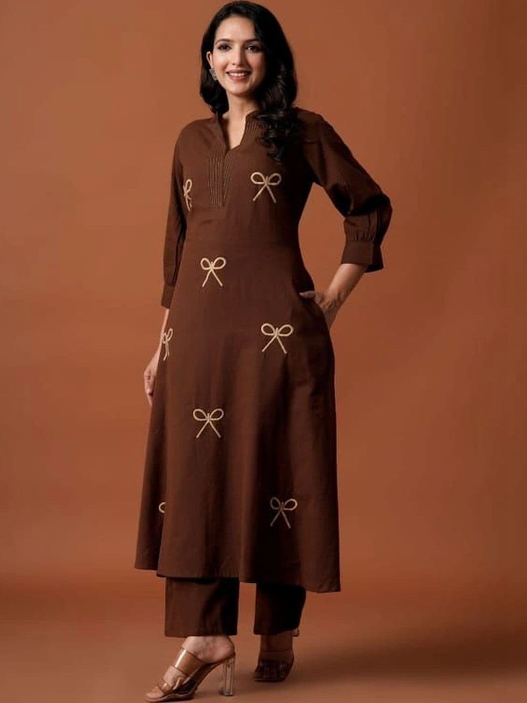 LUGDDA Women Embriodery cotton Coatset Trousers thumbnail 3