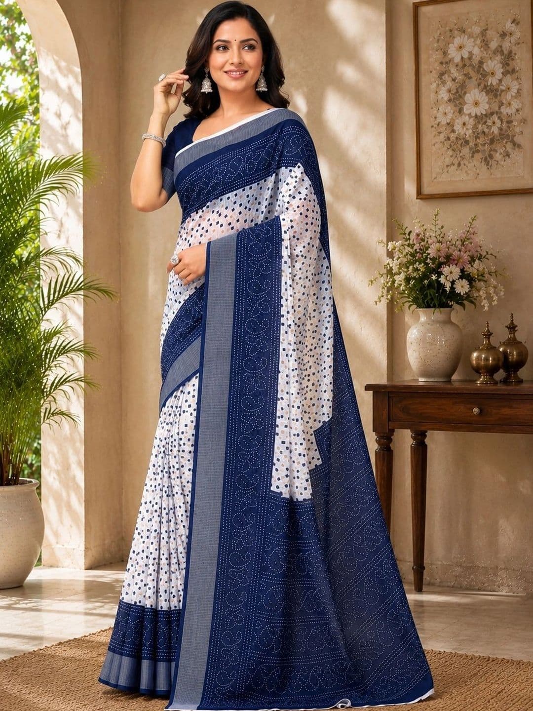 BORAD FASHION Bandhani Designer Chanderi Saree thumbnail 4