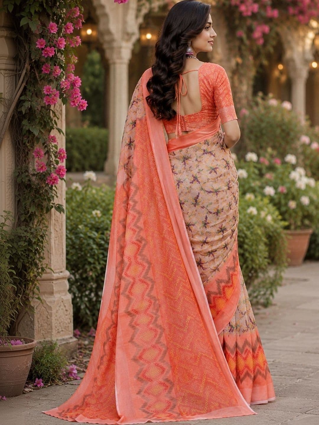 BORAD FASHION Striped Designer Chanderi Saree thumbnail 2