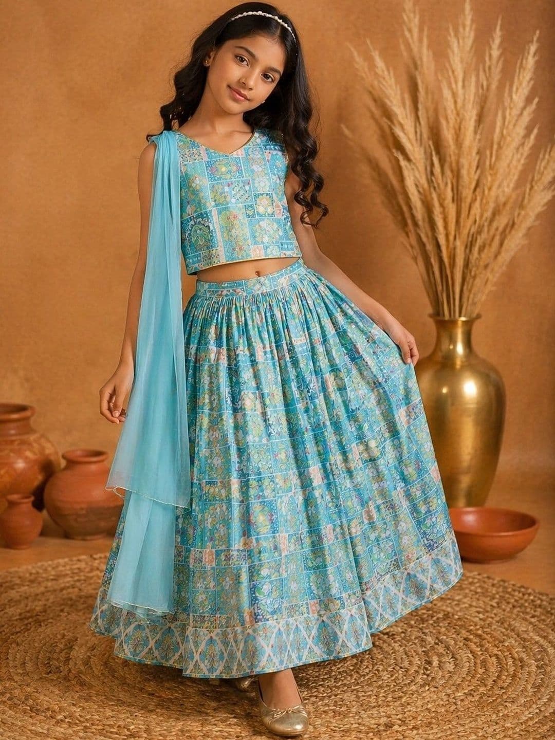 BAESD Girls Printed Ready to Wear Lehenga & - view 1