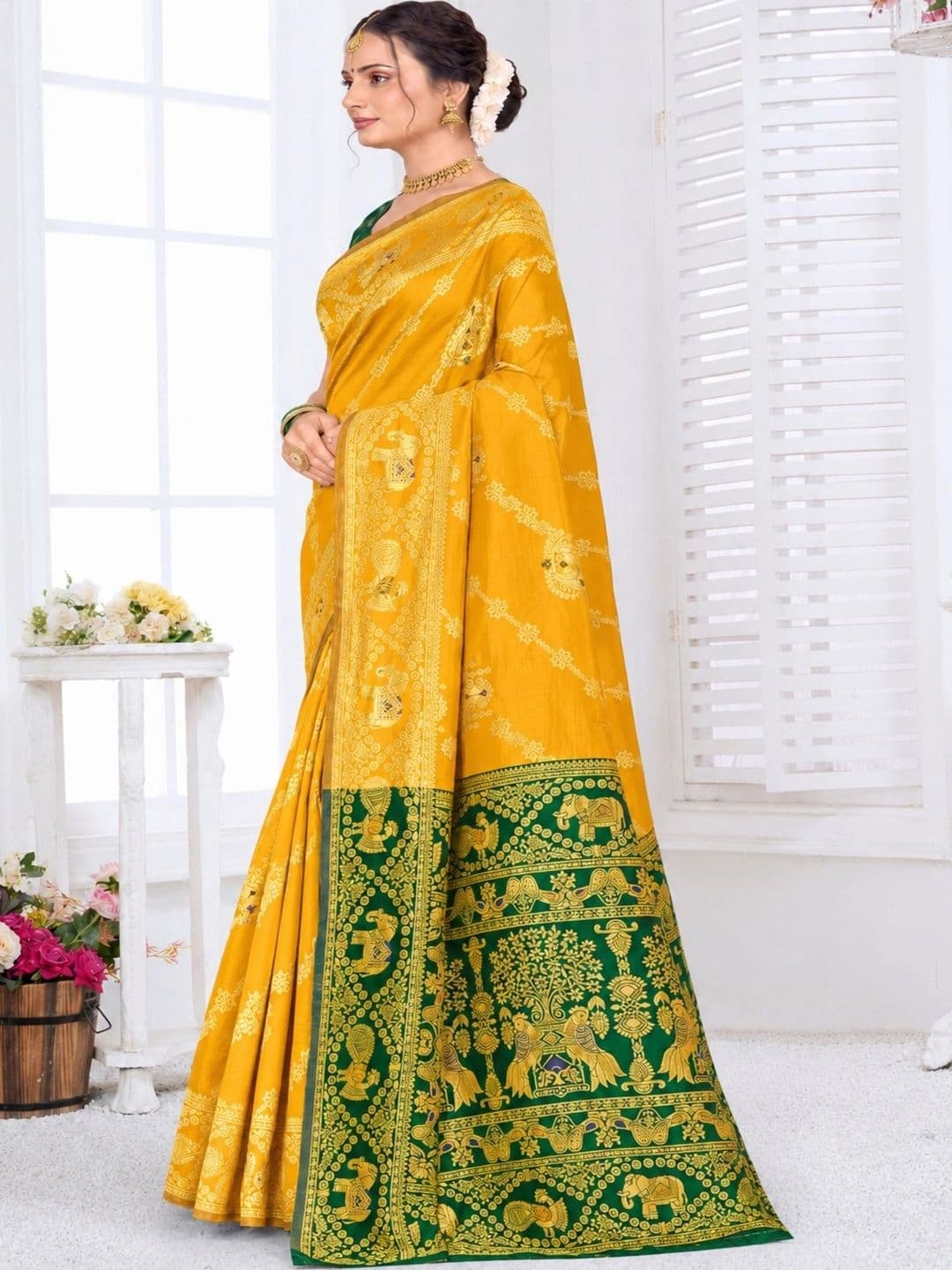 Dimaxi Vastra Woven Design Zari Silk Blend Kota Saree thumbnail 3