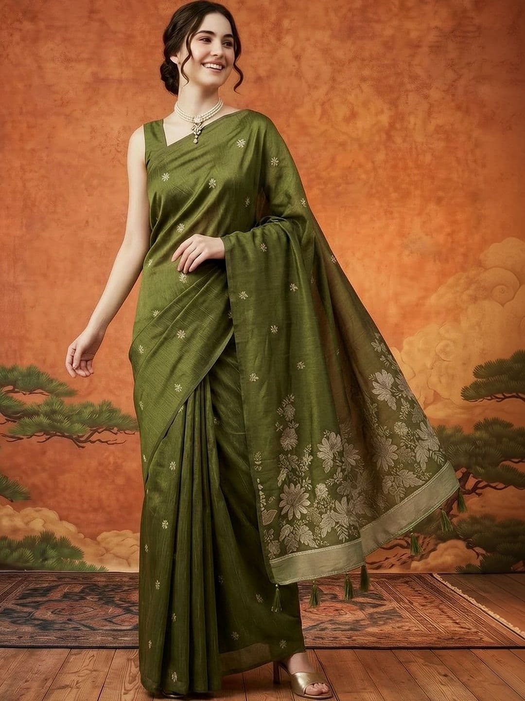 Suha Embroidered Silk Cotton Saree - view 1