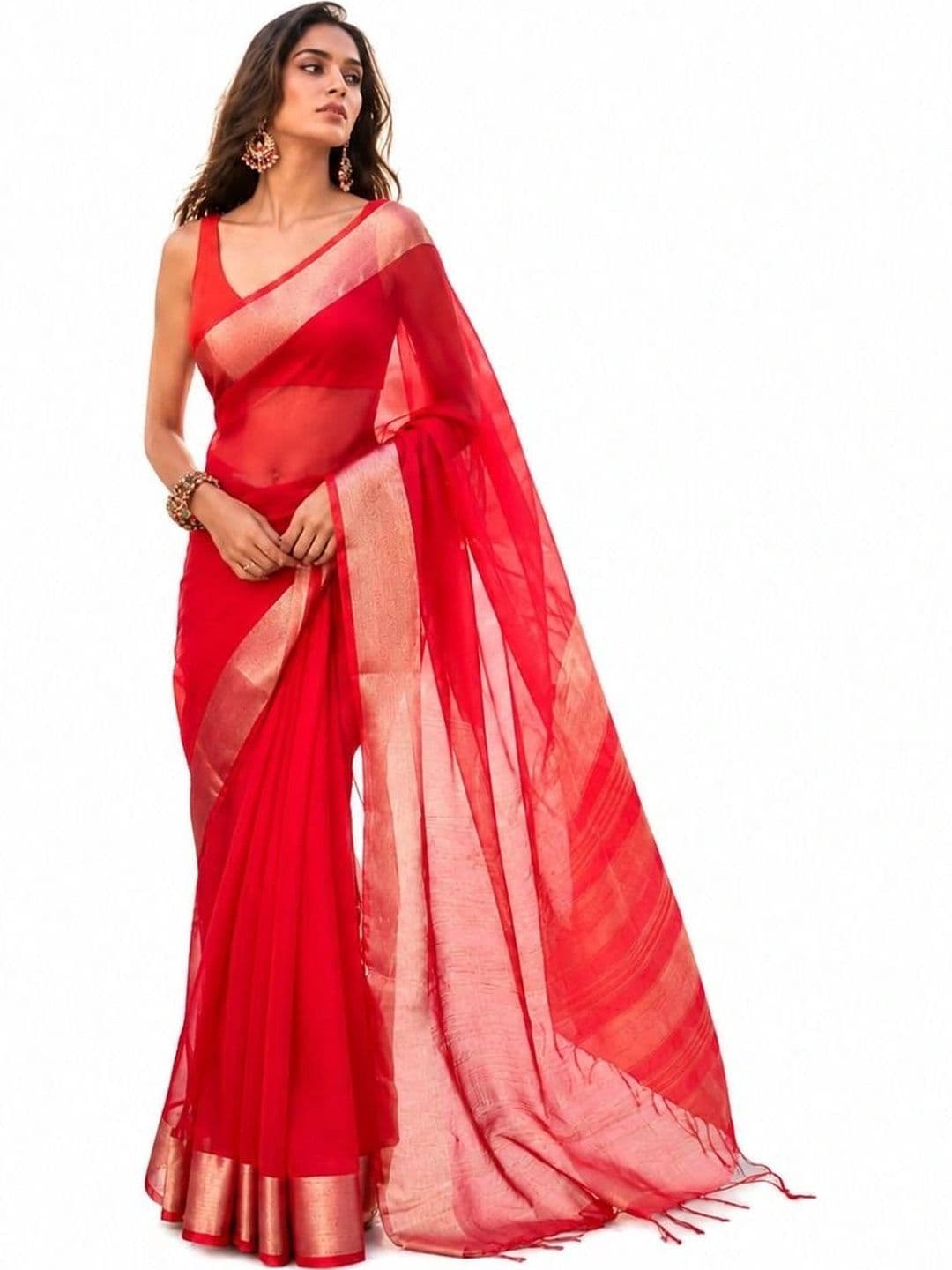 SARKAR TEXTILES Organza Saree thumbnail 4