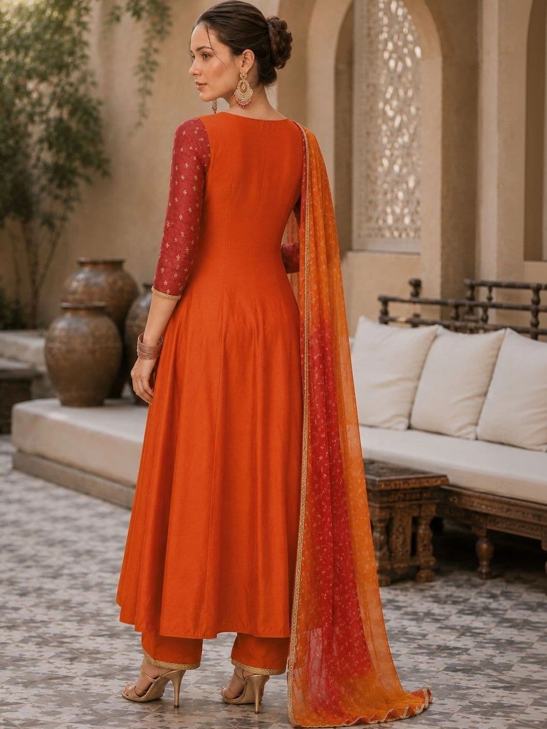 KALINI Women Ethnic Motifs Embroidered Regular Kurta with Trousers & With Dupatta thumbnail 5