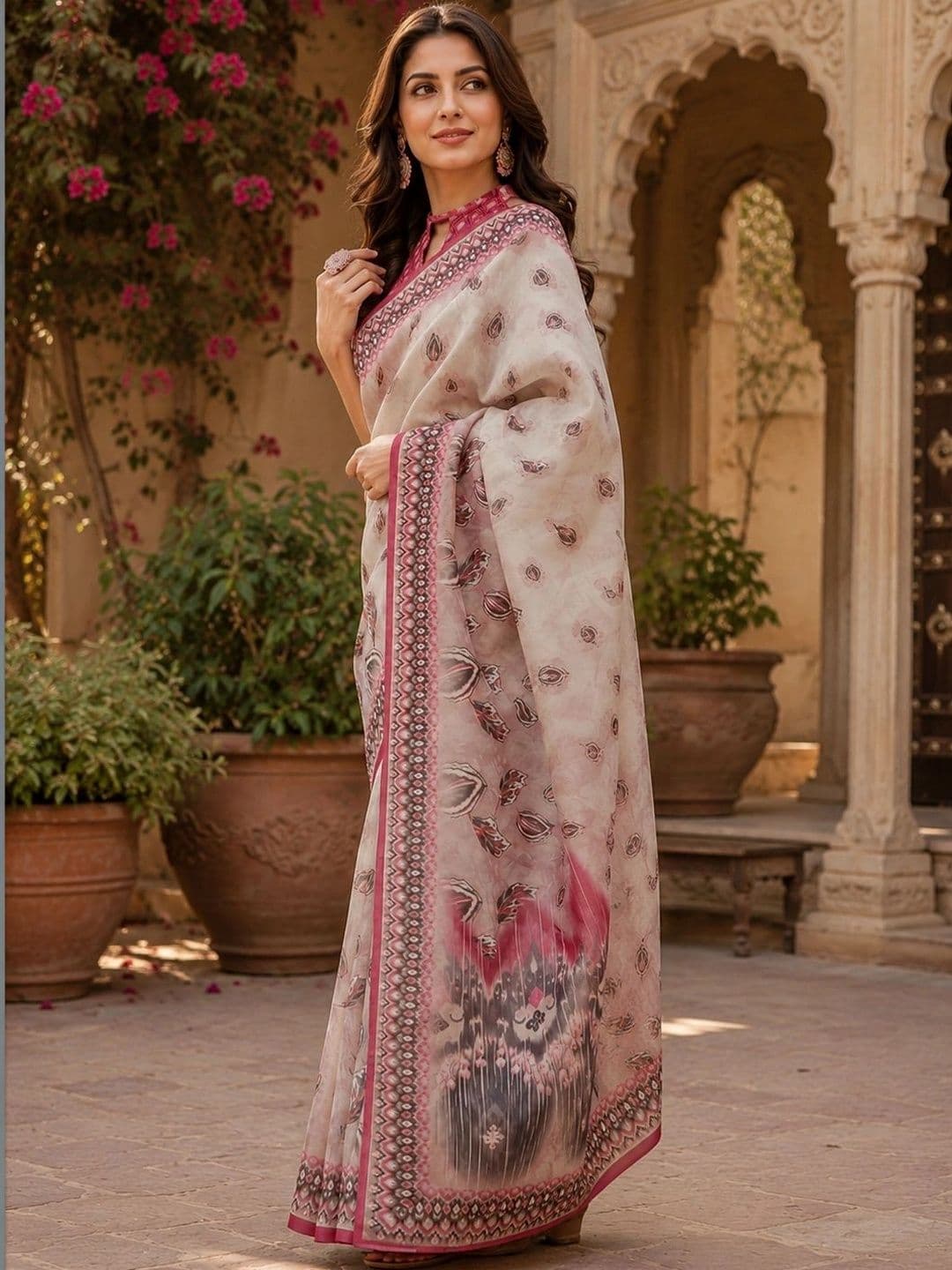 BORAD FASHION Designer Chanderi Saree thumbnail 4