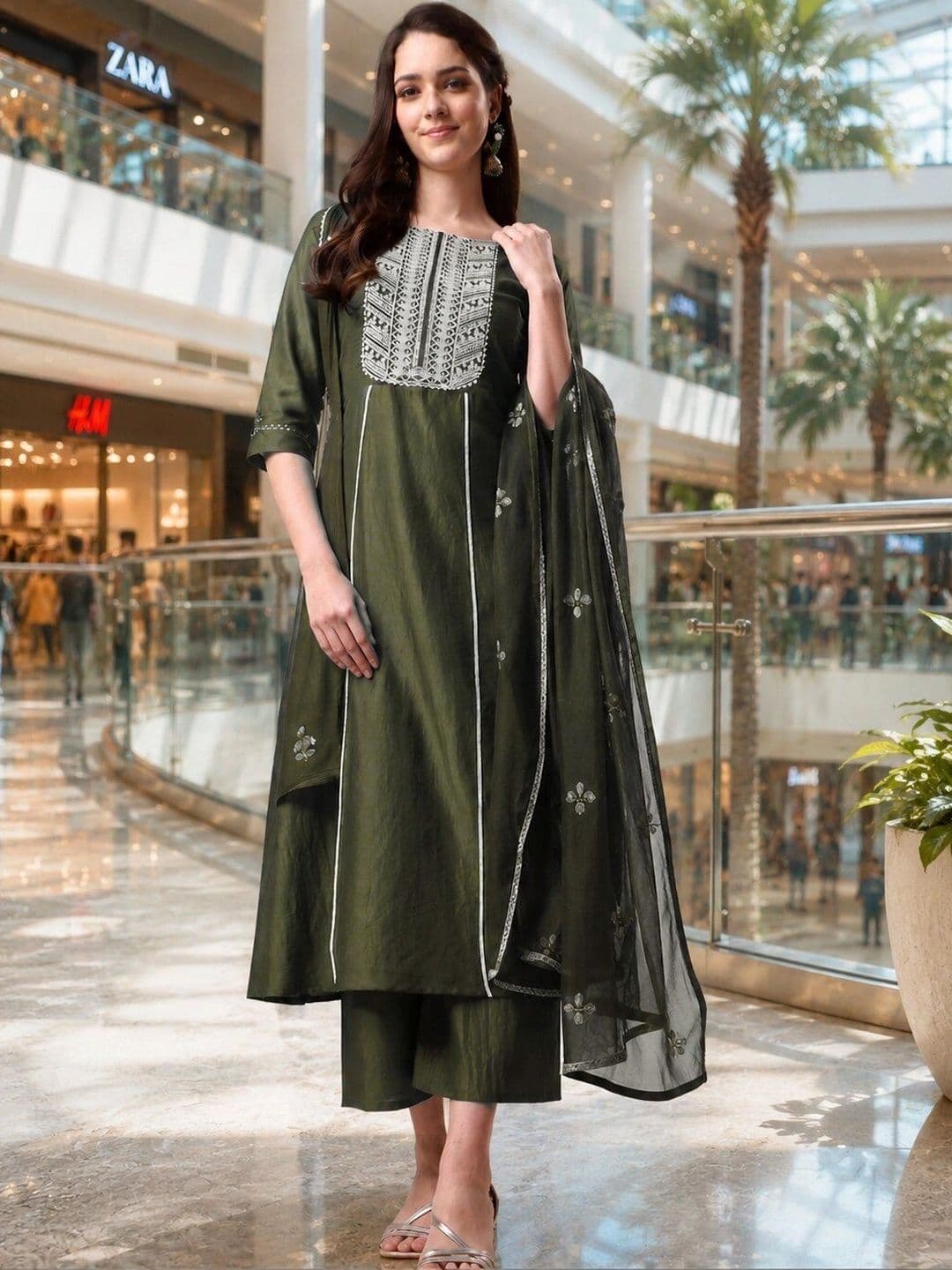 SZN Women Embroidered Regular Thread Work Kurta Set - view 1