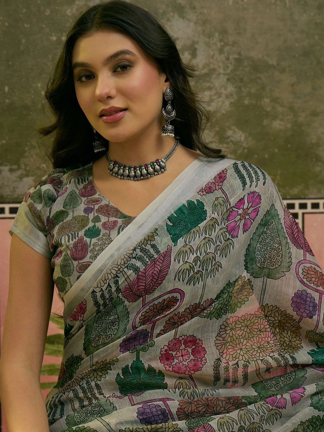Suha Floral Saree thumbnail 6
