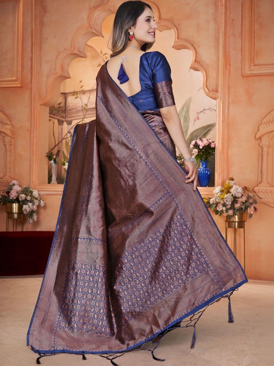 revika Woven Design Zari Art Silk Designer Kanjeevaram Saree thumbnail 3