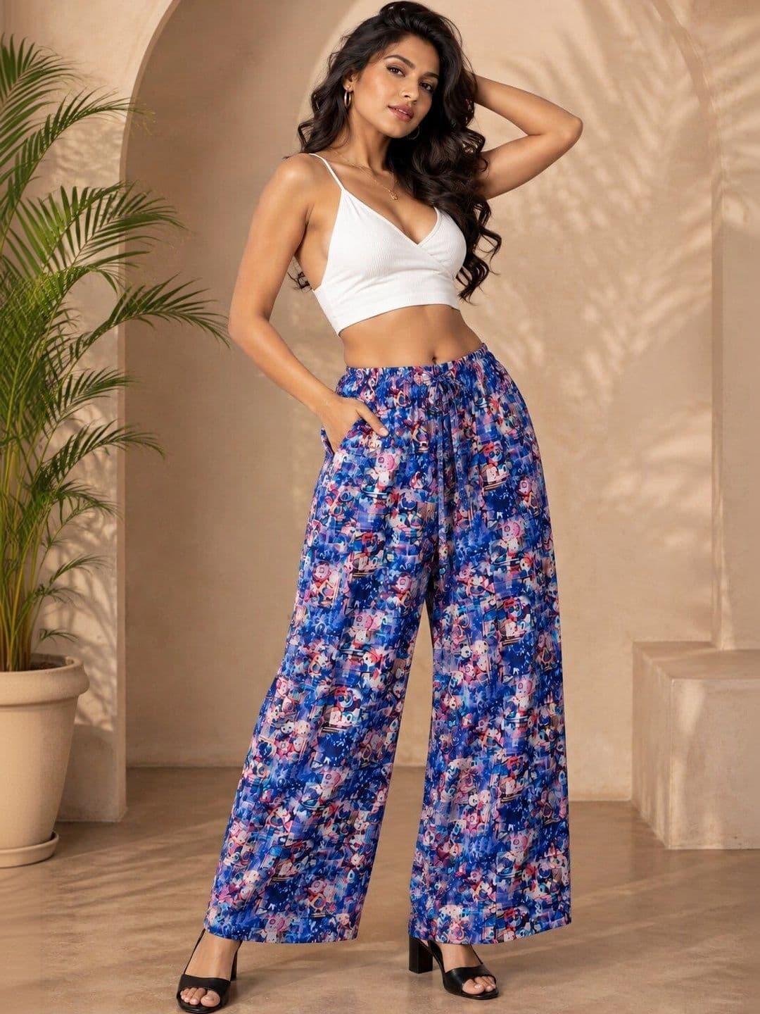 VSP CREATION Women Printed Chambray Palazzos - view 1
